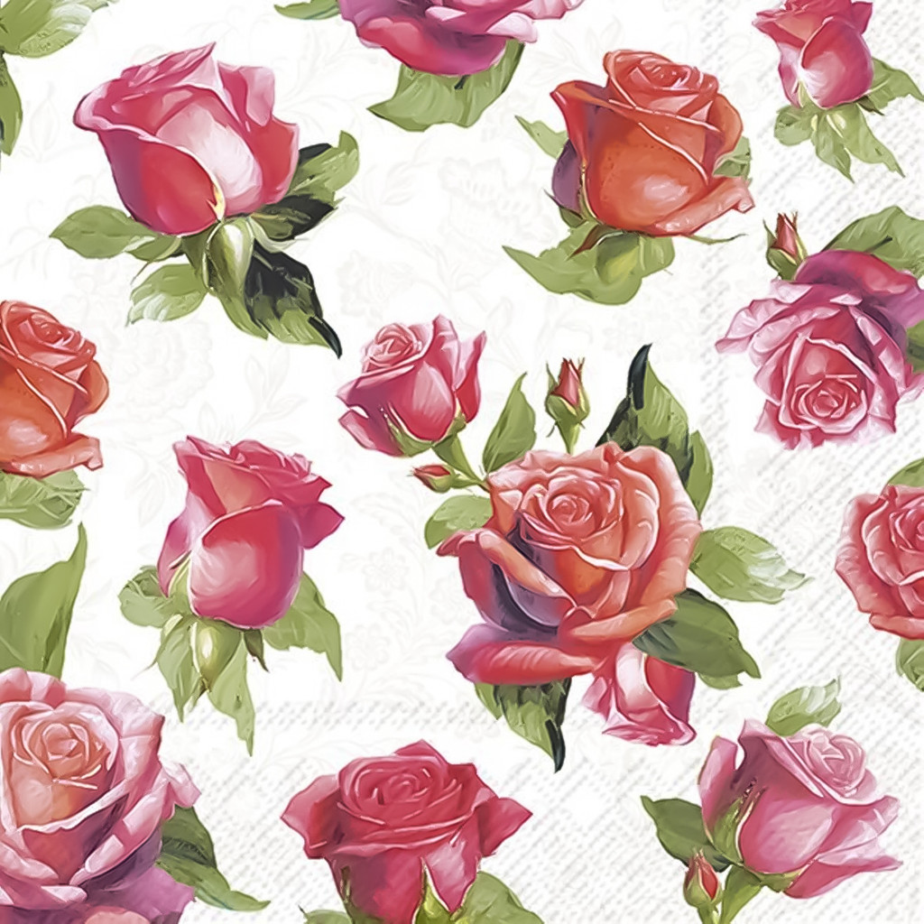 Guardanapo para Decoupage Ihr 33x33 Rosas Elegantes C/ 2 Unidades