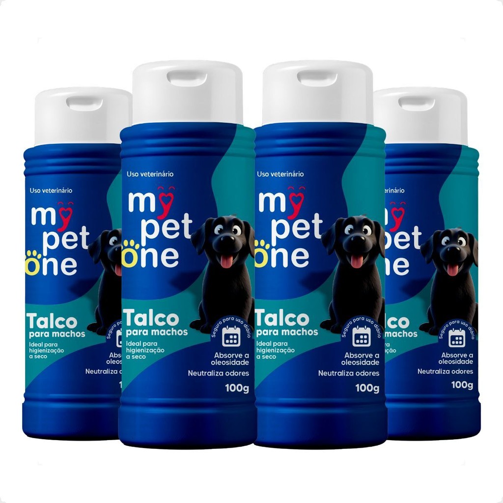 Kit 4 Talco Higienico Perfumado 100G Para Cães Macho Mypetone em Oferta na Shopee