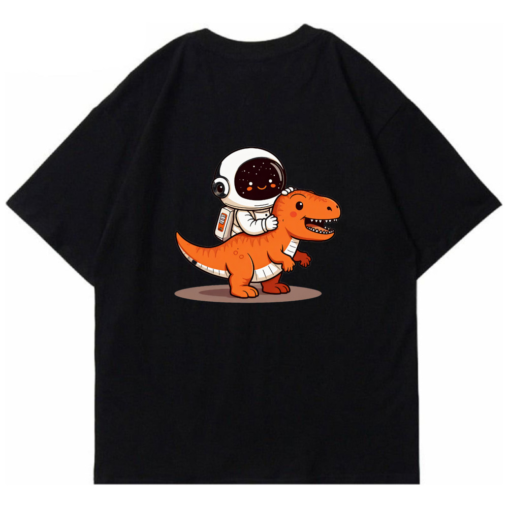 Camiseta Masculina Dinossauro Astronauta Streetwear 2025 Novo