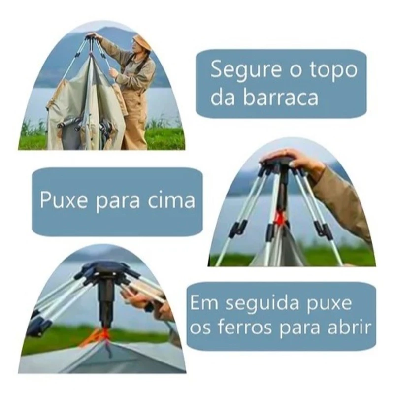 Barraca de Camping para 3 Pessoas à Prova D'Água Praia — foto 7