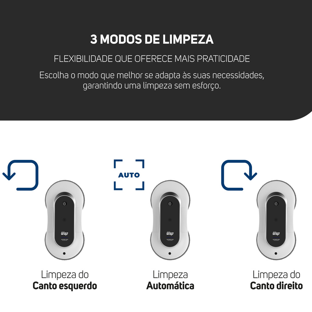 Robô de Limpeza Polidor Vidros Com Controle Remoto 72W Sensores Antiqueda W500 POLICLEANER WAP — imagem 2 de 2