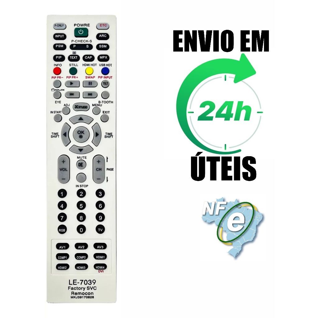 Controle Remoto de Serviço Compatível com TV LG Factory Svc Mkj39170828 em Oferta na Shopee