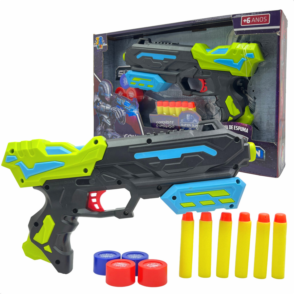 Arma De Plástico Pistola Lança Projéteis Brinquedo Com Acessórios Nerfs Dardos Ventosa Alvo