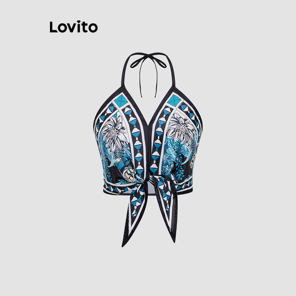 Lovito Regata Boho Paisley Com Gravata Frontal De Verão Para Mulheres L91AD235 em Oferta na Shopee
