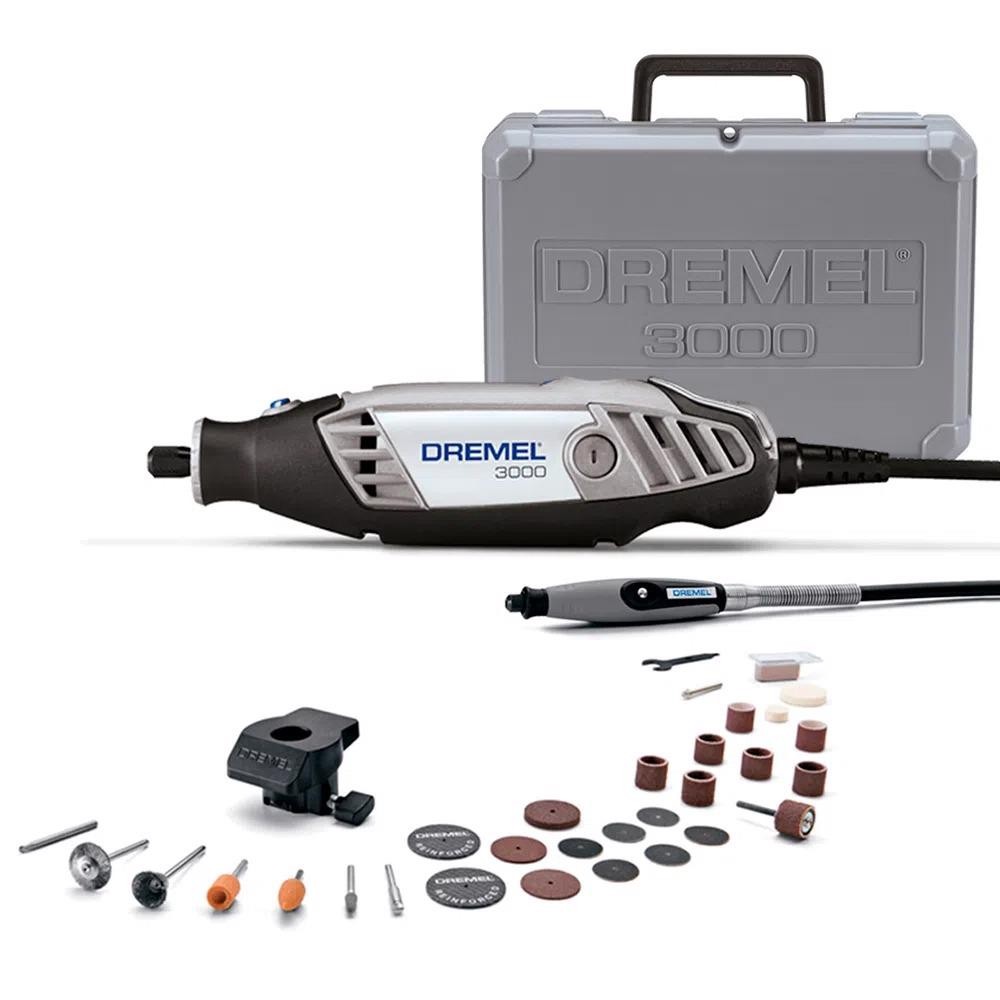 Micro Retífica Dremel 3000 Com Kit 30 Acessórios com 2 Acoplamentos - 127V - Dremel