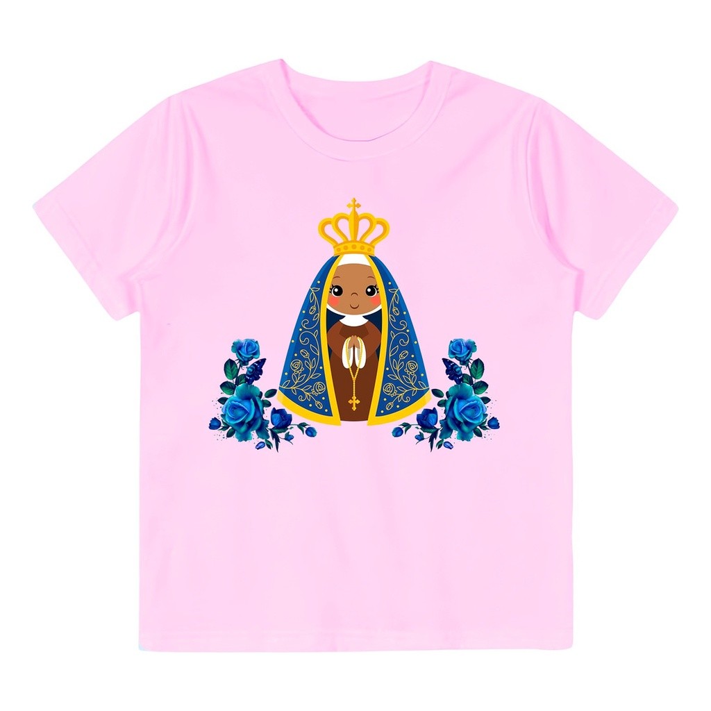 Camiseta Blusinha Infantil 100% Algodão Nossa Senhora Camisa 2 - 16