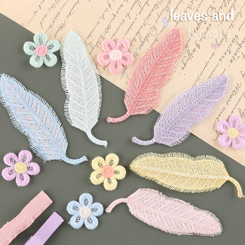 Etiqueta de bordado folha flor bordado adesivo diy manual acessórios remendo broche jóias acessórios para o c