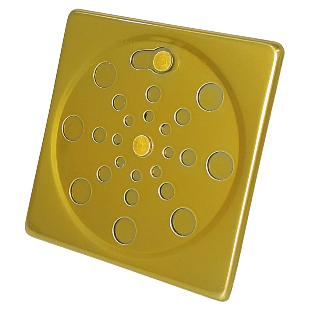Tampa P/ Ralo Grelha Quadrado 10cm Abre/ Fecha Anti-Inseto Anti-Odor Banheiro Lavabo Chão - DOURADO