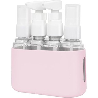 Kit 04 Frascos para Viagem com Suporte Dispenser 200ml com Tampa