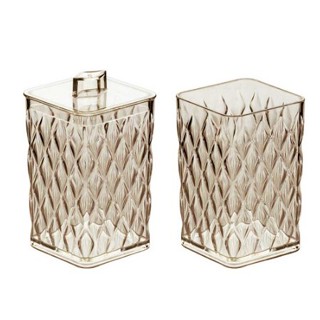 Kit Banheiro 2 Pcs Porta Algodão Cotonete e Escova Ambar Glamour em Oferta na Shopee