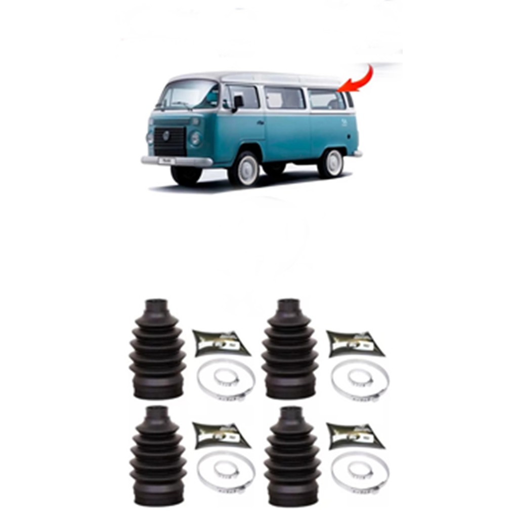 Kit 4 Coifa Homocinética Roda Câmbio Deslizante Kombi 98/13