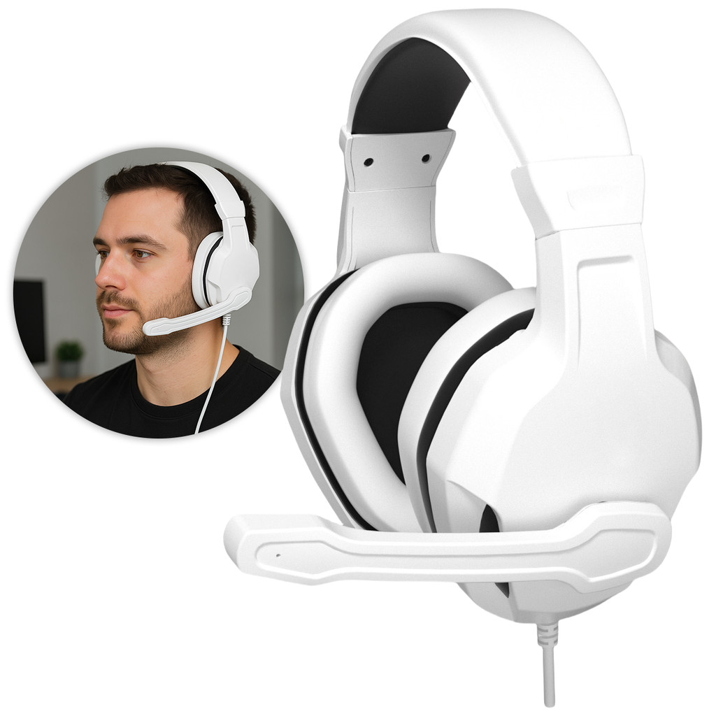 Fone Gamer Headset Branco com Fio Microfone Leve Macio Confortável para Pc Videogame Celular — R$ 69,97 em Shopee, 29% OFF