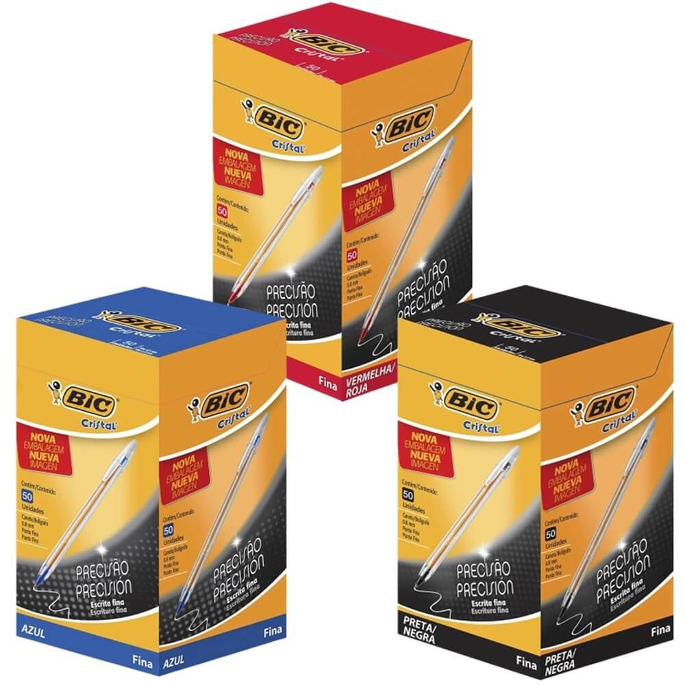 Caneta Esferografica 0.8mm Bic Cristal Precisao com 50 Unidades - Bic