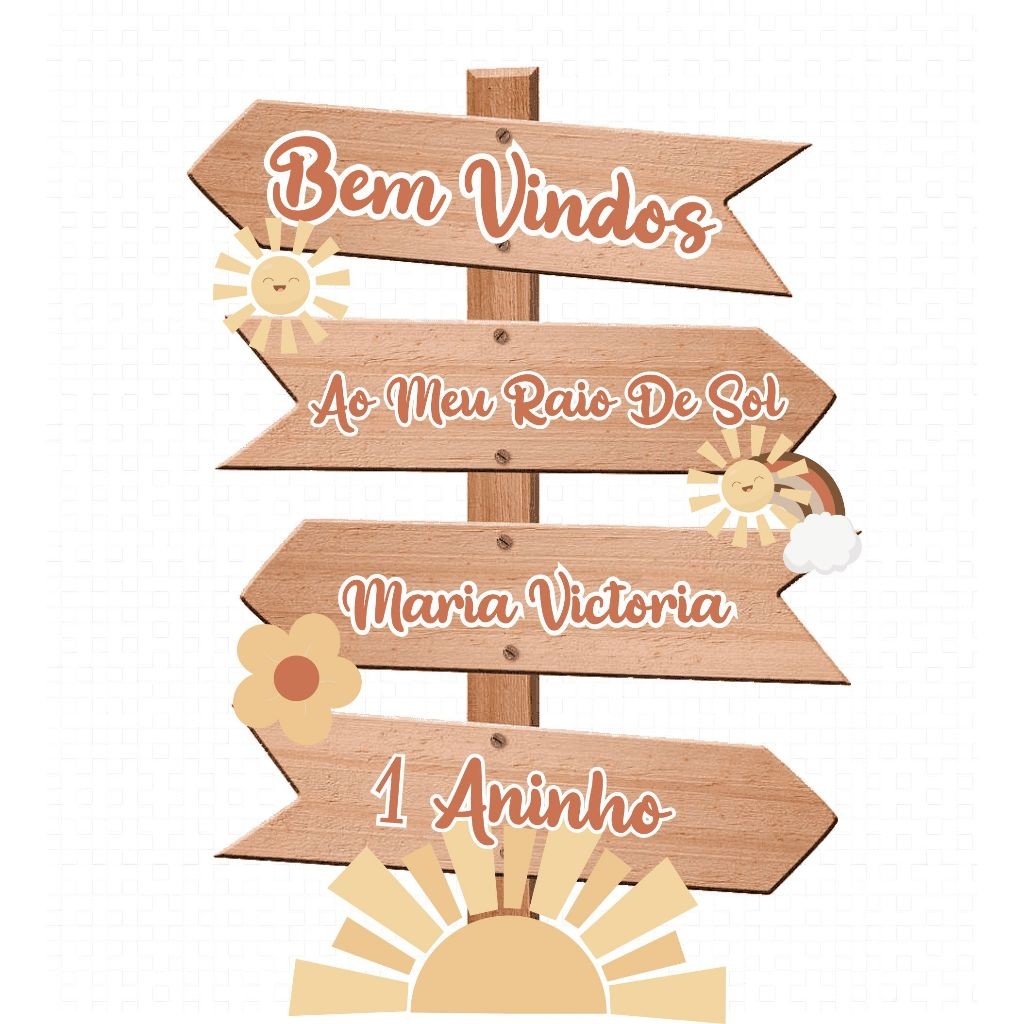 Display MDF de chão - Placa Setas Meu Raio de Sol