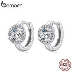 Brincos De Argola Bamoer 925 Sterling Sliver Halo Design Joias Presentes Para Mulheres