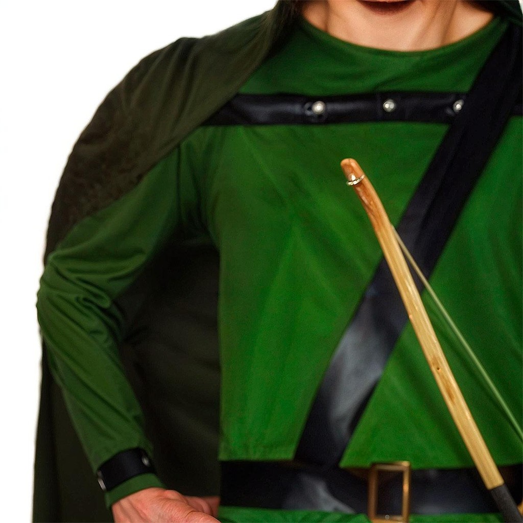 Fantasia Masculina Adulta de Carnaval Criativa Arqueiro Verde Medieval de Luxo Alta Qualidade pra Festas — imagem 2 de 2