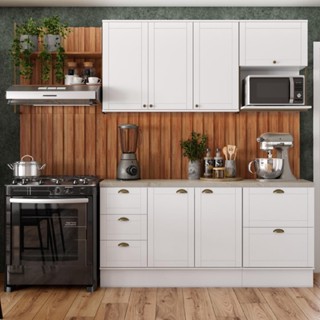 Cozinha Completa Milla Max Armário e Balcão Branco Carraro em Oferta na Shopee