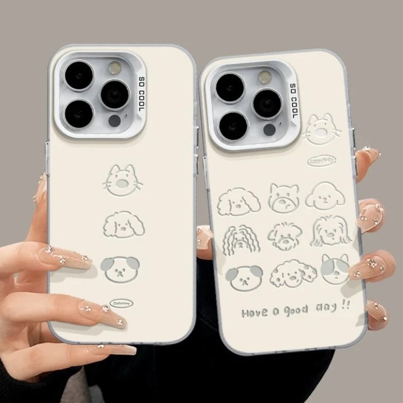 Anti-impacto silicone Capinha capa Fosco cachorrinho para iPhone 7 8 11 12 13 14 15 16 pro max plus x/xs xr XSMAX