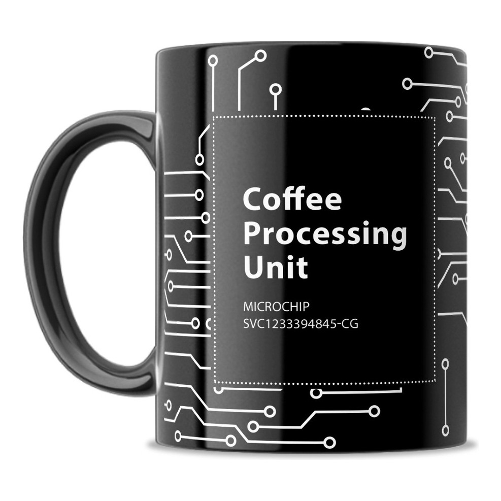 Caneca Programador Dev Coffee Processing Unit Preta Premium