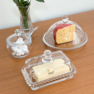 Kit CAFÉ DA MANHÃ 3 ITENS Queijeira + Açucareiro + Manteigueira Pearl Bolinhas Wolff VIDRO