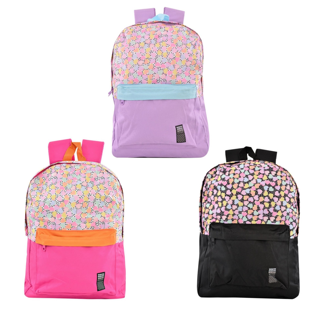 Mochila Juvenil Basic Corações Feminino Reforçada Winth - 1 Unidade Sortida em Oferta na Shopee