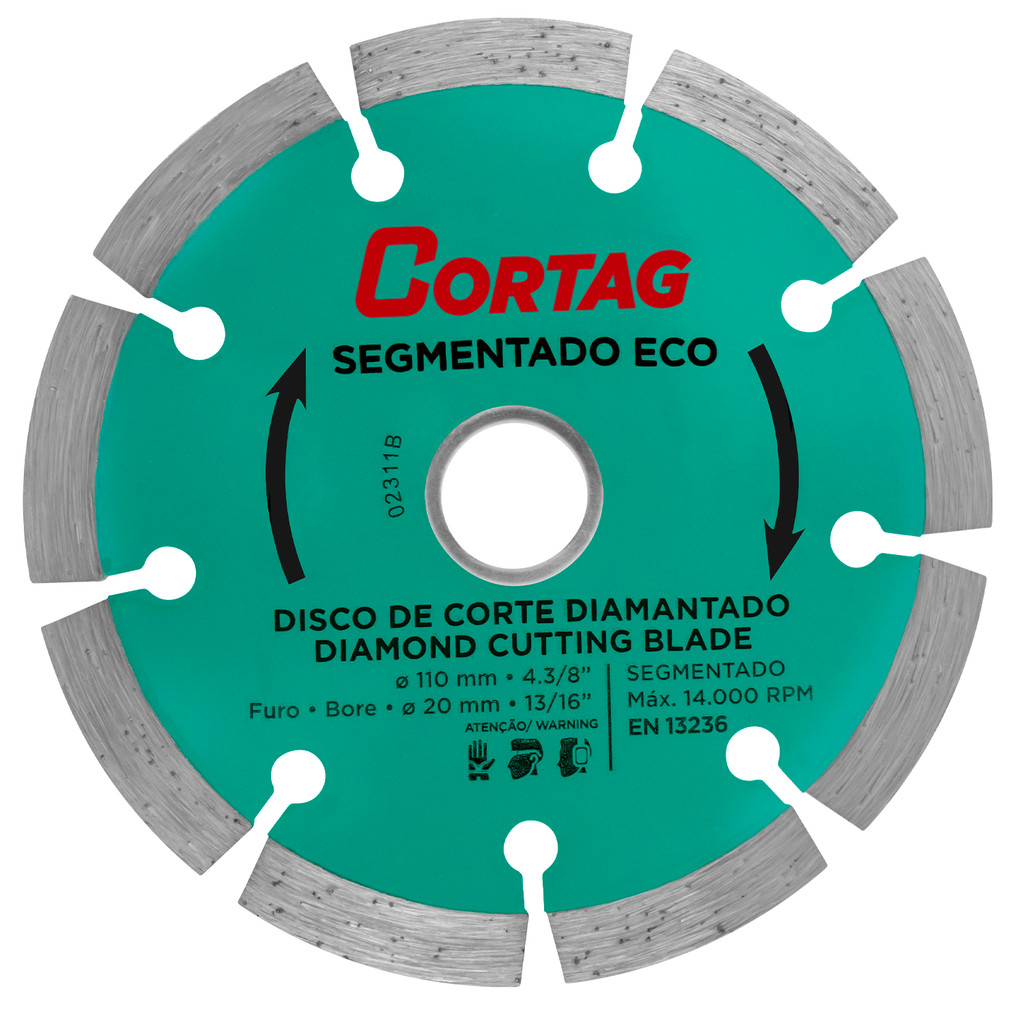 Disco Corte Segmentado Diamantado Eco 110mm Concreto Alvenaria Bloco de Concreto