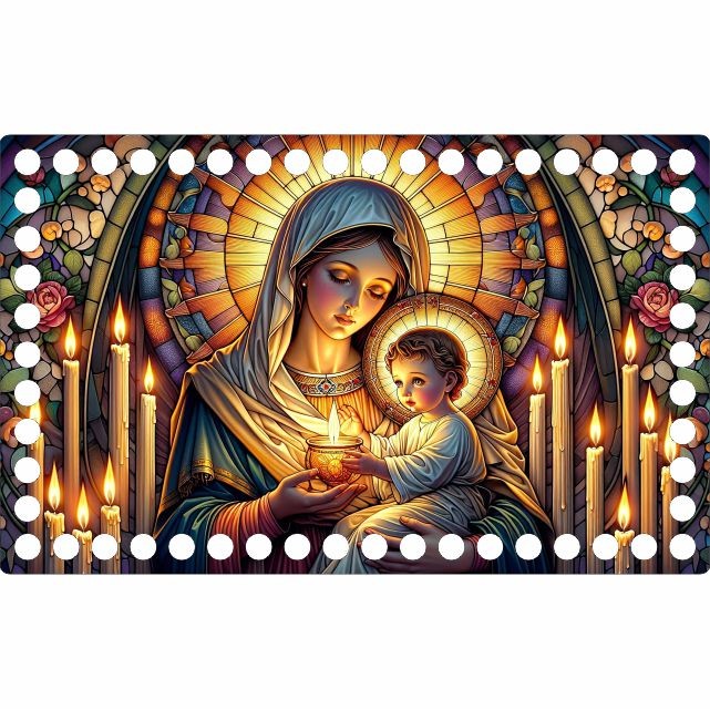 Base Retangular Nossa Senhora das Candeias / Nossa Senhora da Luz - Arte Estilo Vitral