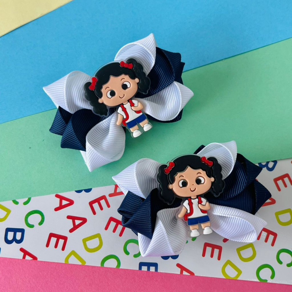 Dupla de Laço Escolar / Laço Personalizado Escolar / Kit 2 Laços / Par de Laço Menina / Laço F em Oferta na Shopee