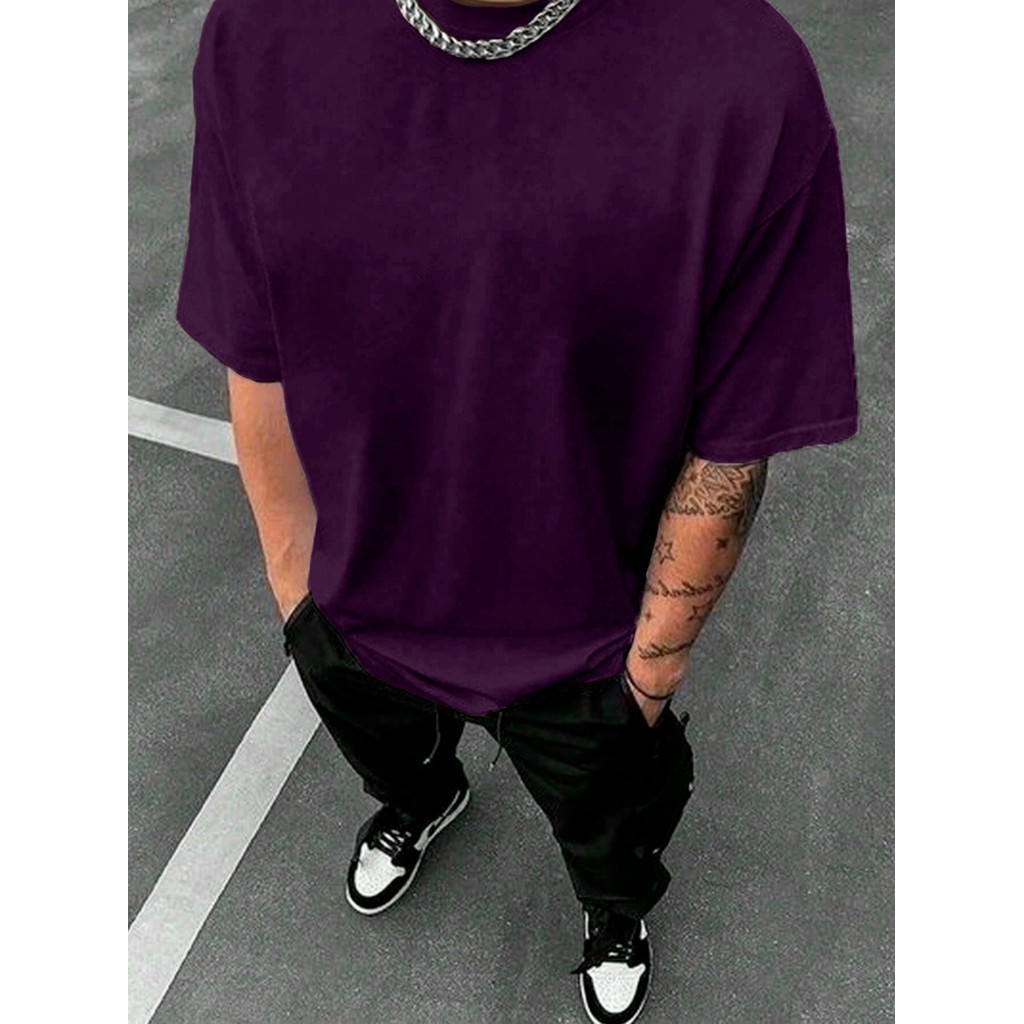 Camiseta Roxo Larga Confortável Blusa Oversized Longa Esportiva Lisa Unissex T Shirt Plus Size