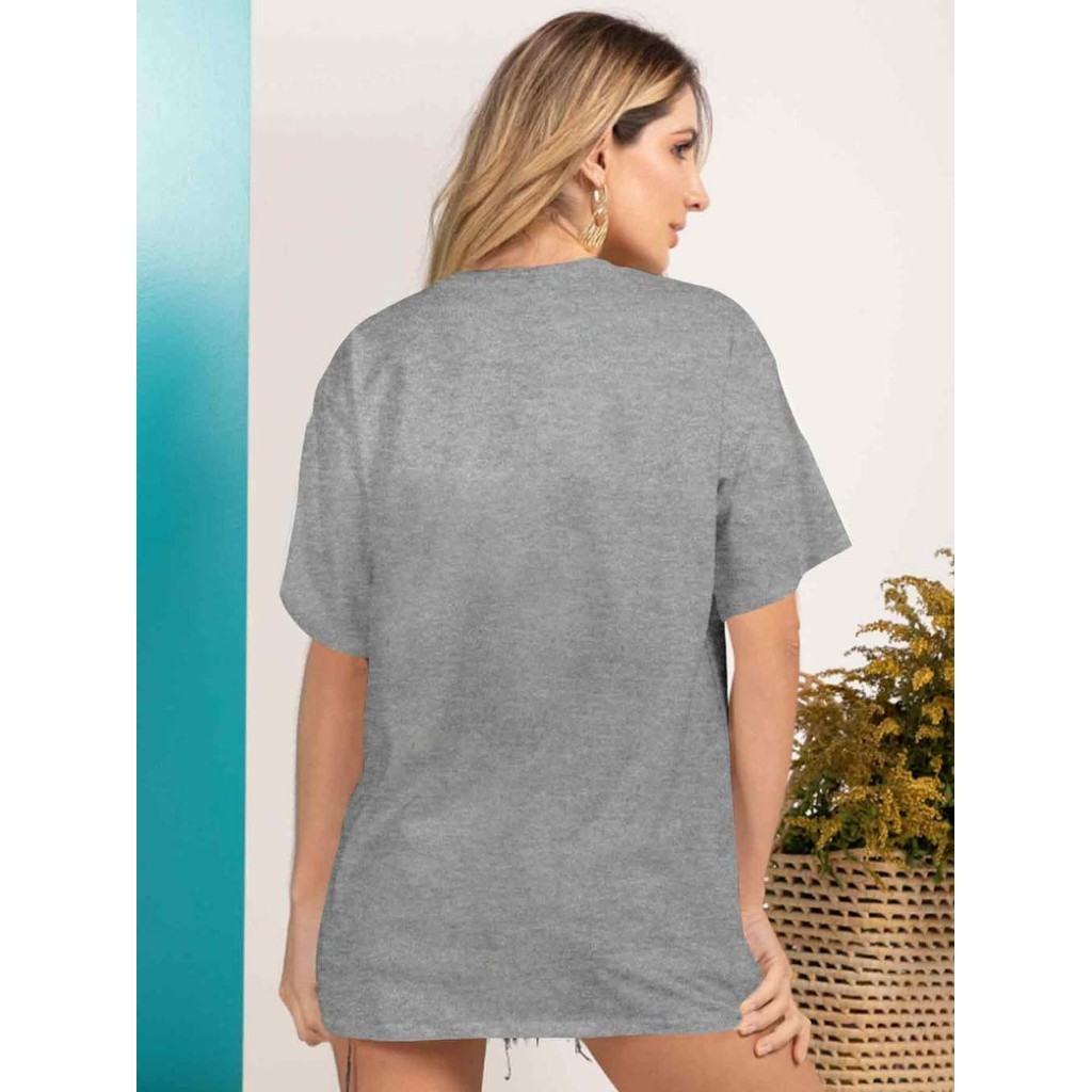 T Shirt Lisa Moderna Streetwear Lisa Camiseta Feminina Despojada Básica Estilosa Casual Oversized
