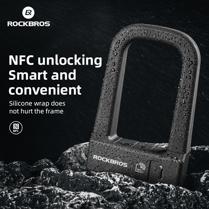 ROCKBROS Smart U Lock NFC Desbloqueio MTB Bicicleta De Estrada Bloqueio Motocicleta Anti-Roubo À Prova Dwaterproof Água em Oferta na Shopee