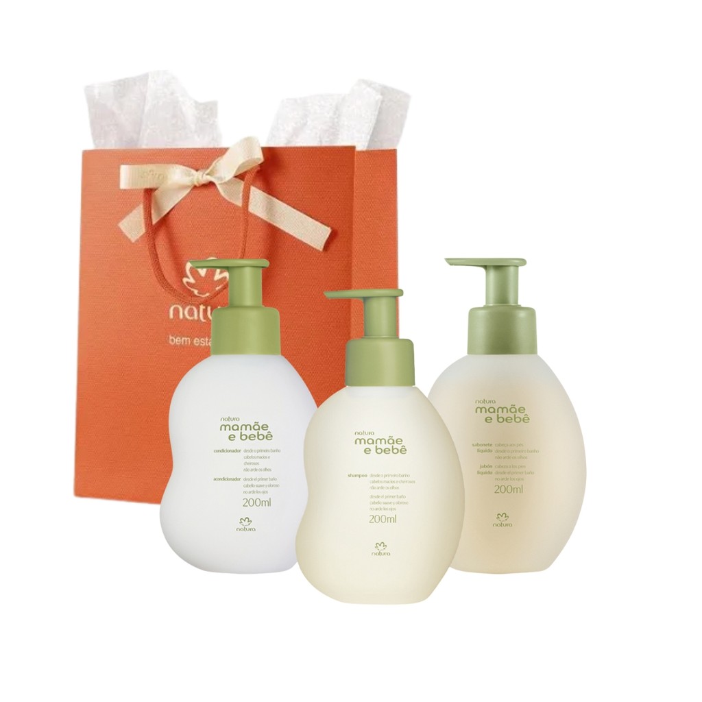 Kit Presenteavél Mamãe e Bebê Shampoo, Condicionador e Sabonete Líquido (3 produtos)