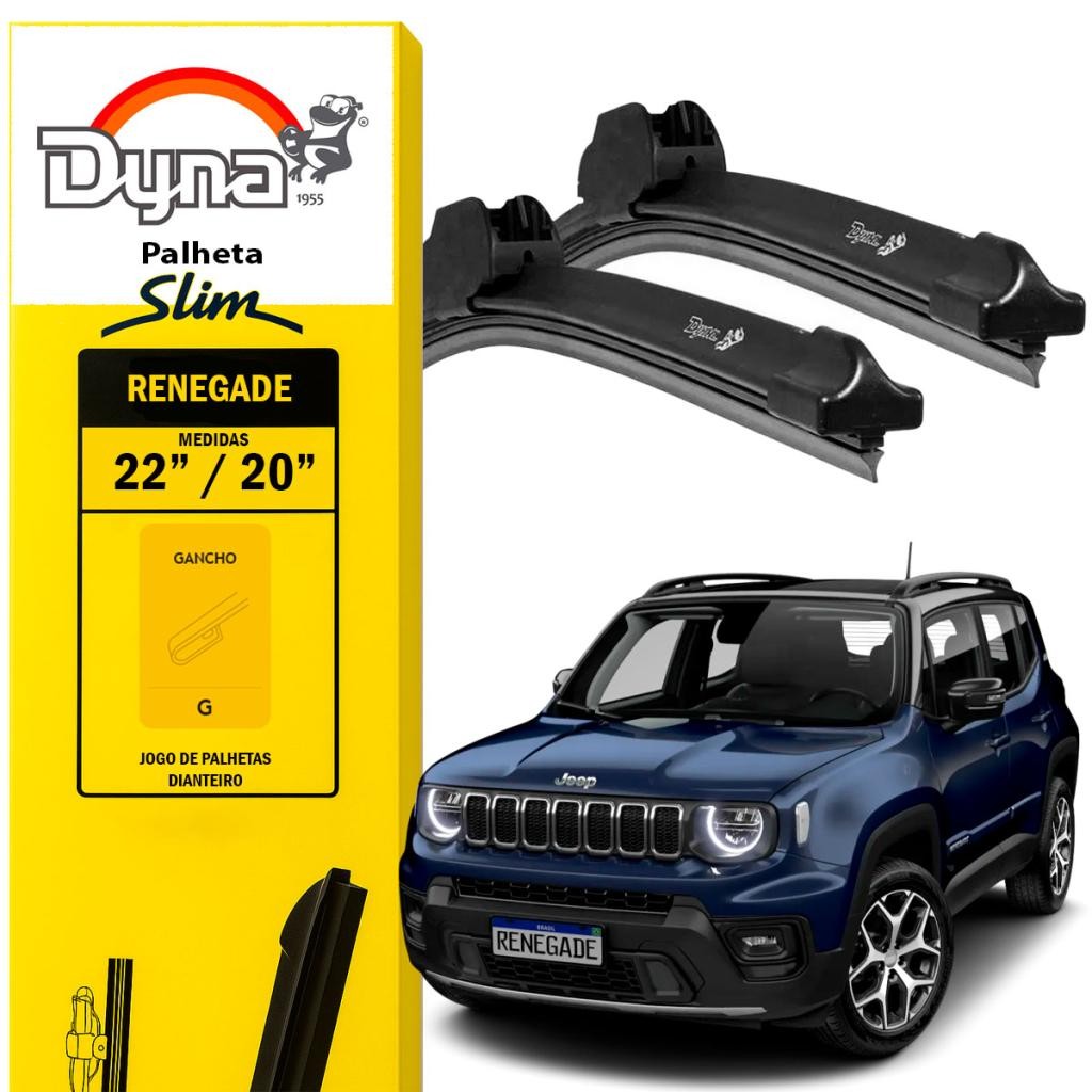 Jogo palheta parabrisa dianteiro Renegade 2015 a 2019 Original Dyna Limpeza Precisa