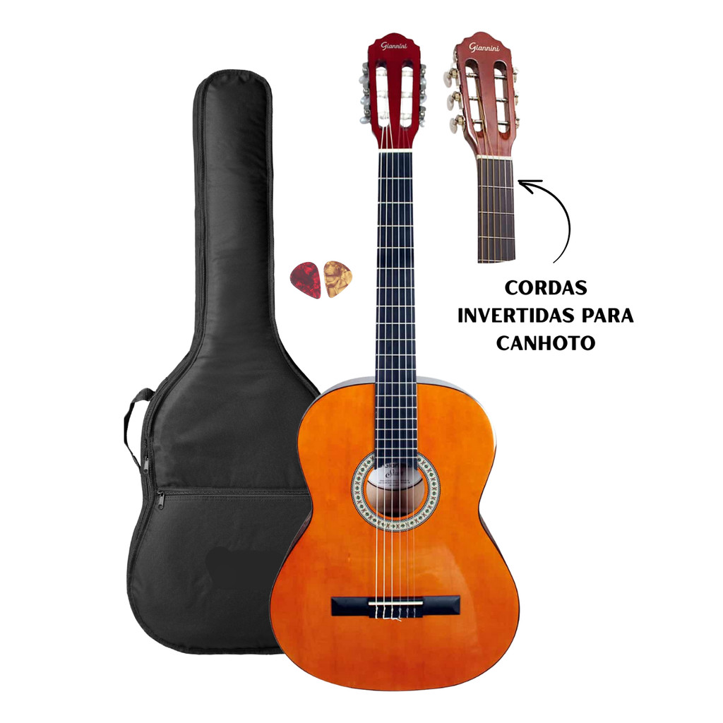 Violão Canhoto Nylon Giannini Start N-14 Clássico + Capa