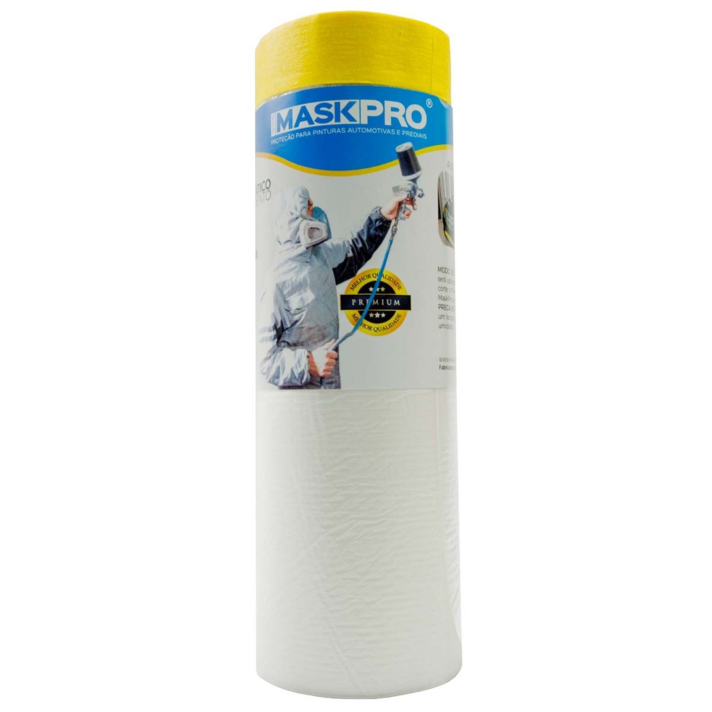 Filme Plástico Transparente MaskPro com Fita Crepe para Mascaramento - 1,2mts X 20mts