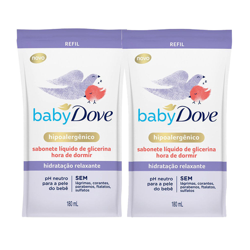 Kit 2 Sabonete Líquido Baby Dove Hora de Dormir Refil 180ml - Mom & Baby