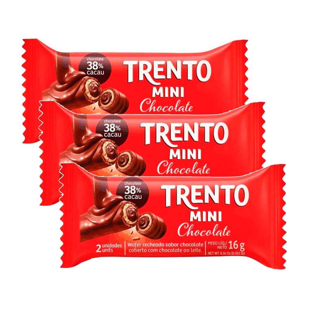 Kit 3 Chocolate Trento Mini Ao Leite 16g - Food & Beverages