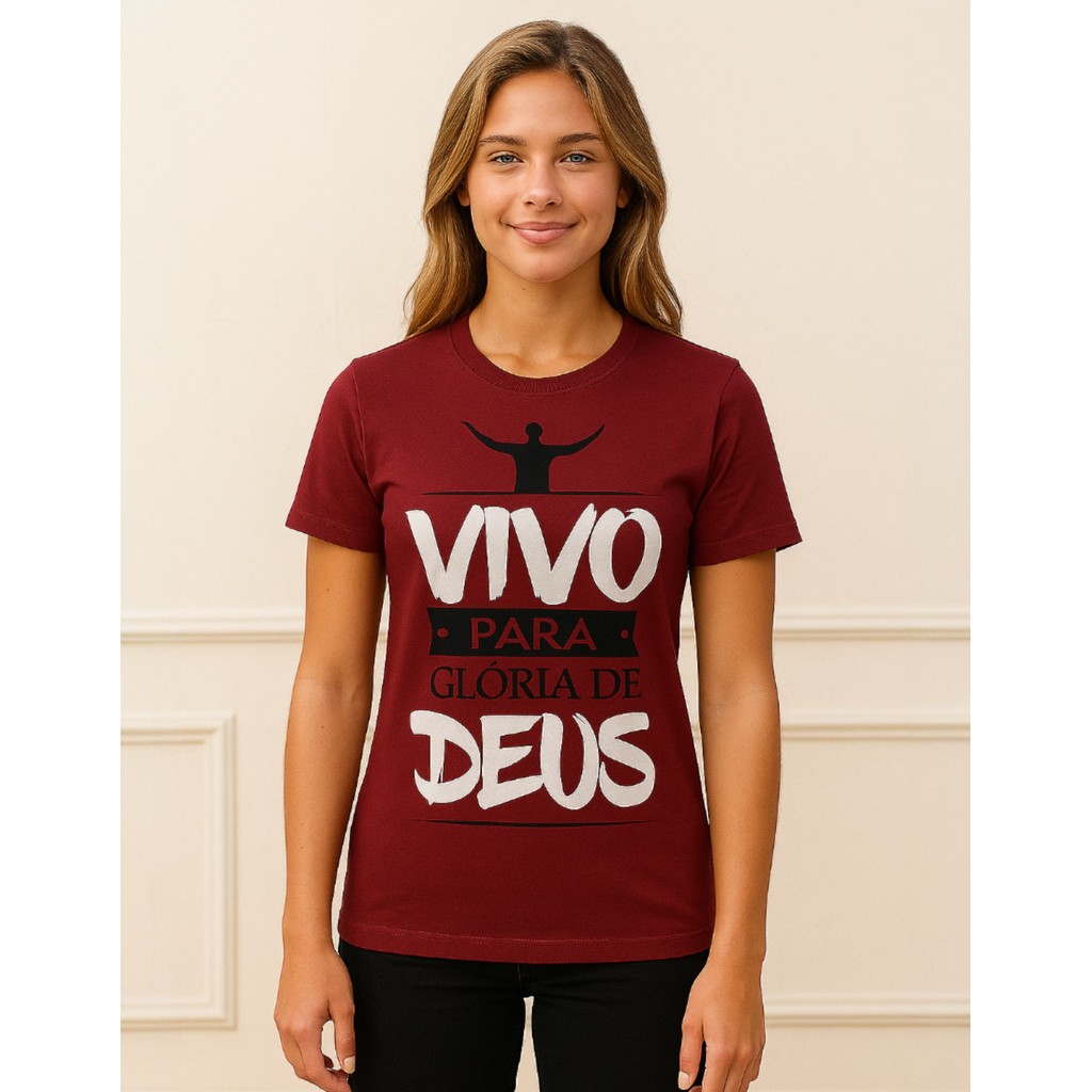 Combo 10 Camizeta Crente Meninas Venda Em Quantidade Palavra Bíblia Vida Com Deus Louvor