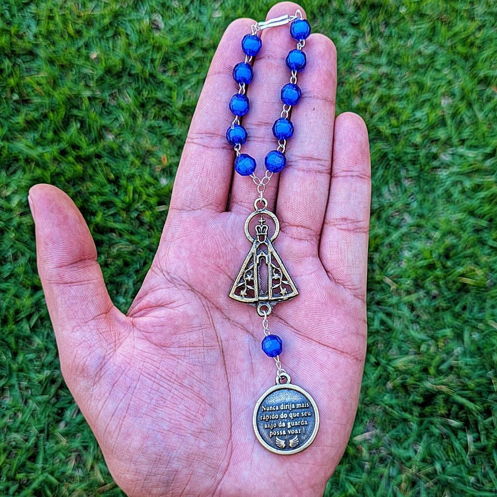 Terço Dezena Para Carro Nossa Senhora Aparecida Lembrança Religiosa Azul