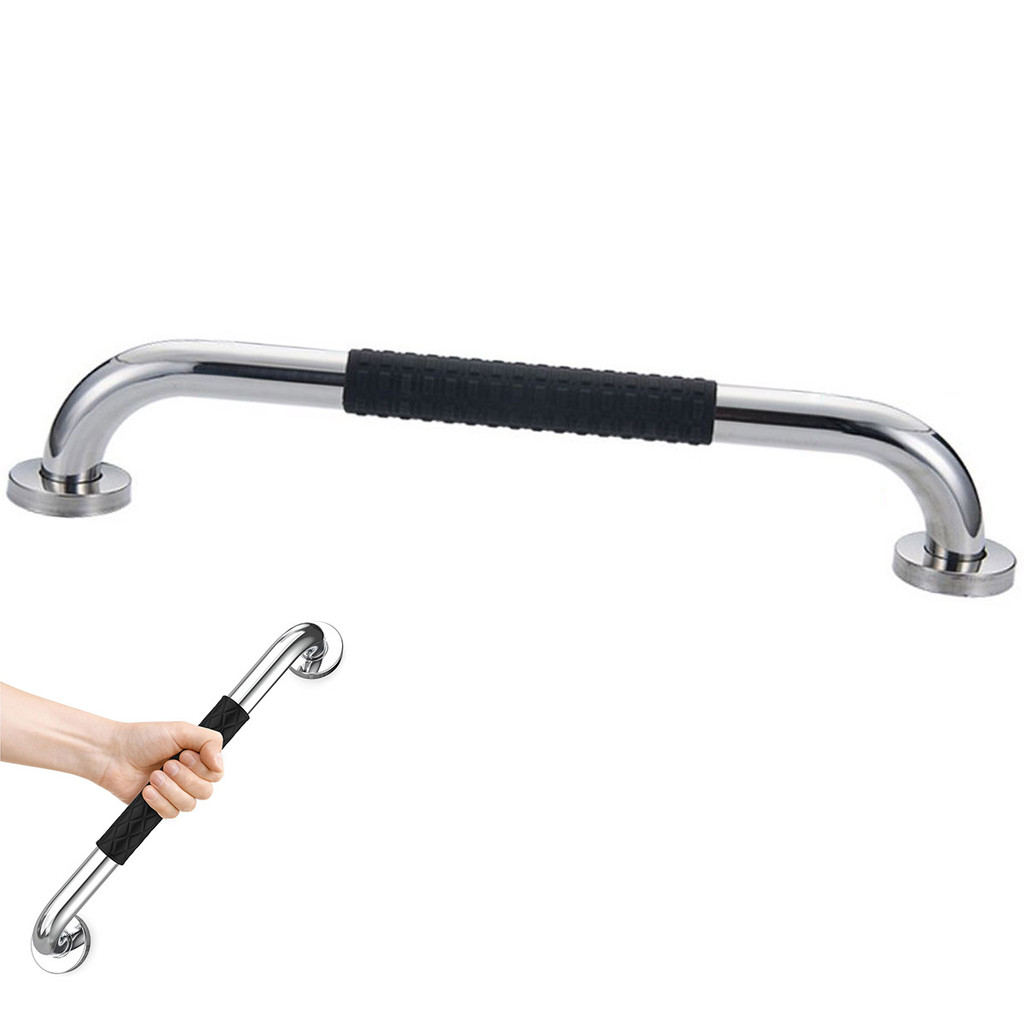 Barra de Apoio 40cm Inox Suporte Antiderrapante Idoso Deficiente Banheiro Box Segurança Quarto Corredor Resistente