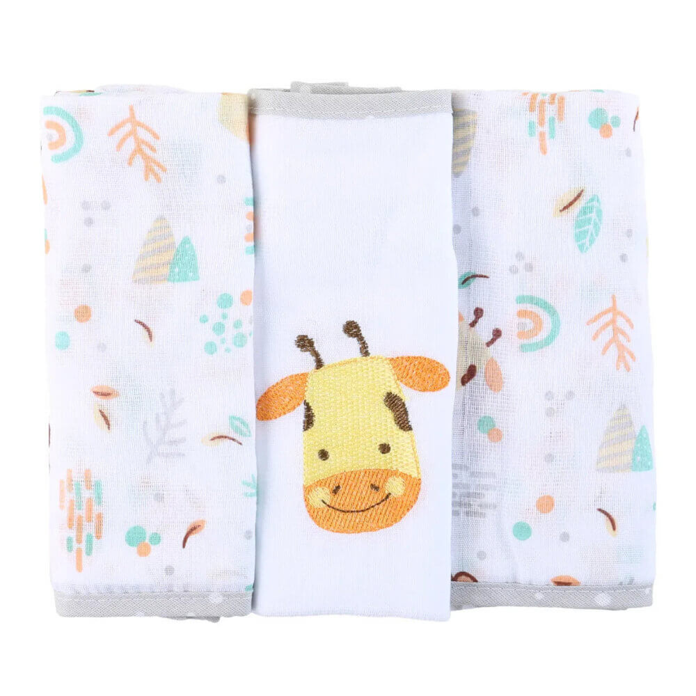 Fralda Baby Gijo Com 03 Unidades 70x68 Cute Animals Neutro em Oferta na Shopee