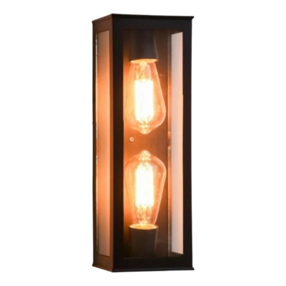 Arandela Vintage Alumínio Com Vidro Transparente 2 E-27 Preta 262-PMT