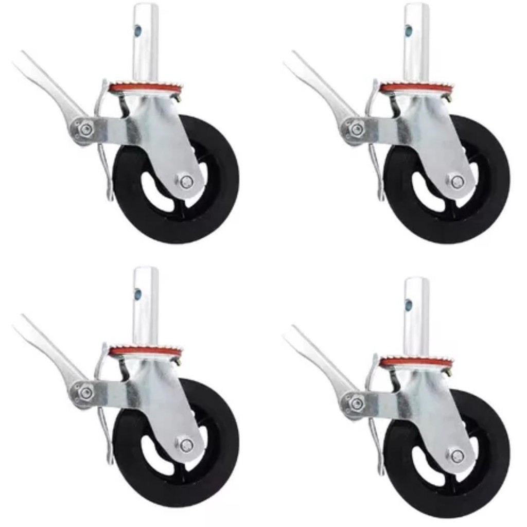 Kit 4 Rodízios Giratórios C Trava Freio P Andaime Até 1600kg