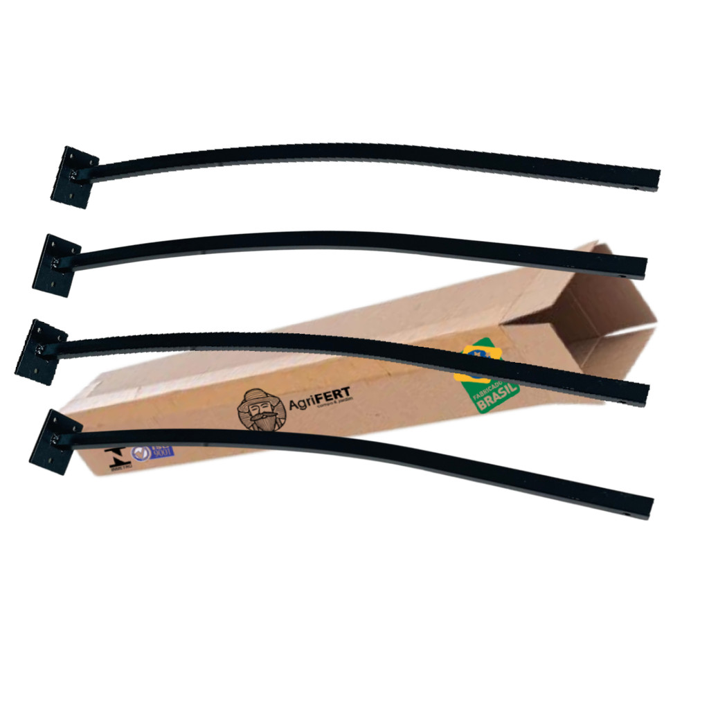 Kit 4 Suportes Para Refletor Led de Fachada 60cm Curvo Preto