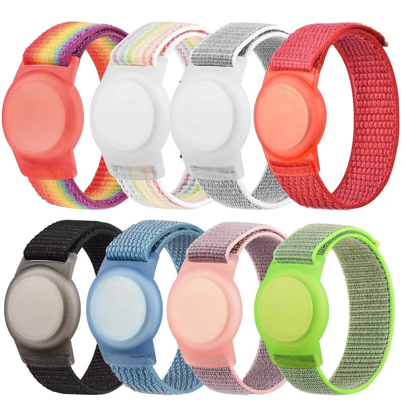 Pulseira Airtag para Crianças, Suporte para AirTag com Pulseira de Nylon Ajustáv