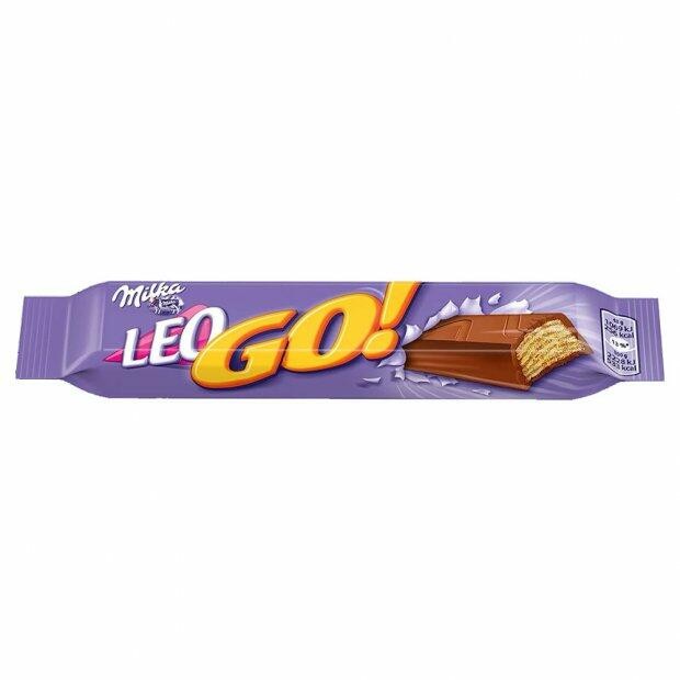 CHOCOLATE MILKA LEO GO WAFER 48G em Oferta na Shopee