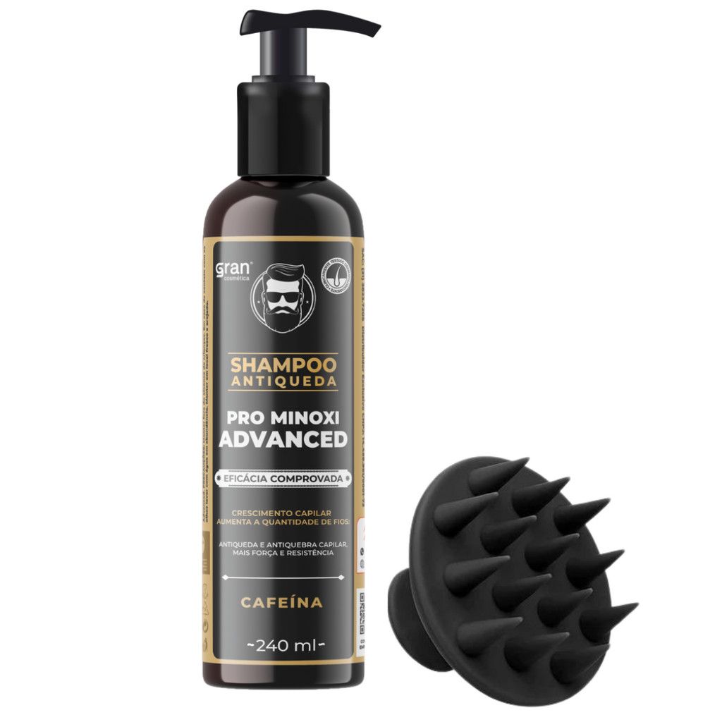 Kit Cuidado Capilar Shampoo Antiqueda Pro Minoxi + Escova Massageadora de Couro Cabeludo