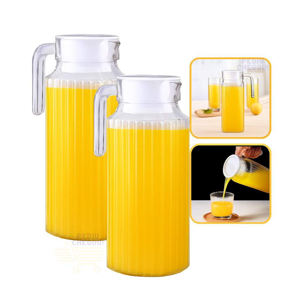 Kit 2 Jarras de Vidro Rubi 1L com Tampa Hermética – Transparente e Resistente, Ideal para ...