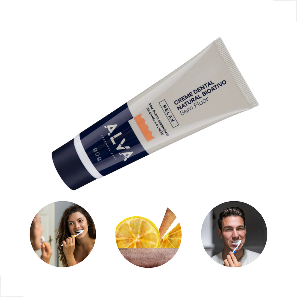 Pasta De Dente Alva Relax S/ Fluor Limão E Canela Vegano 90g