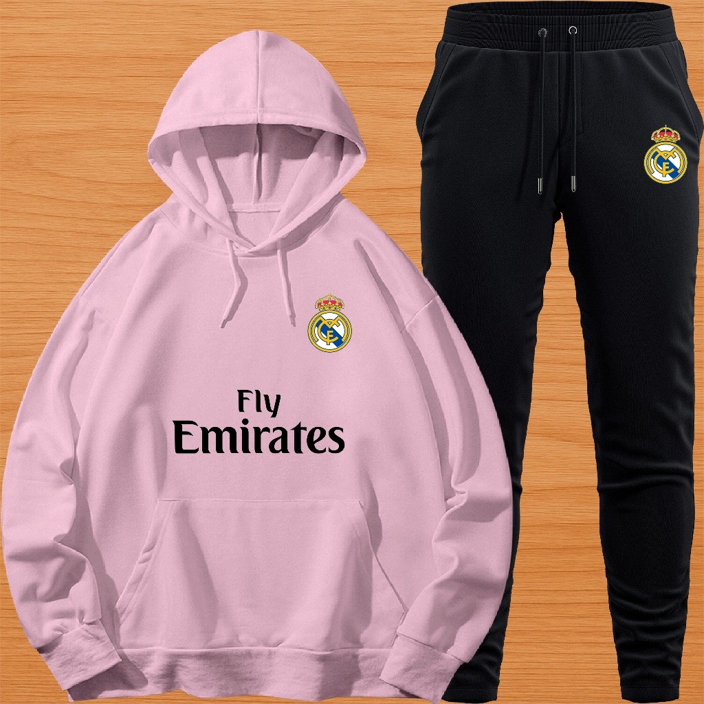 Conjunto Moletom Unissex Adulto Blusa de Frio Canguru e Calça Personalizada Estampa TIME RM FLY EMIRATES — imagem 2 de 2